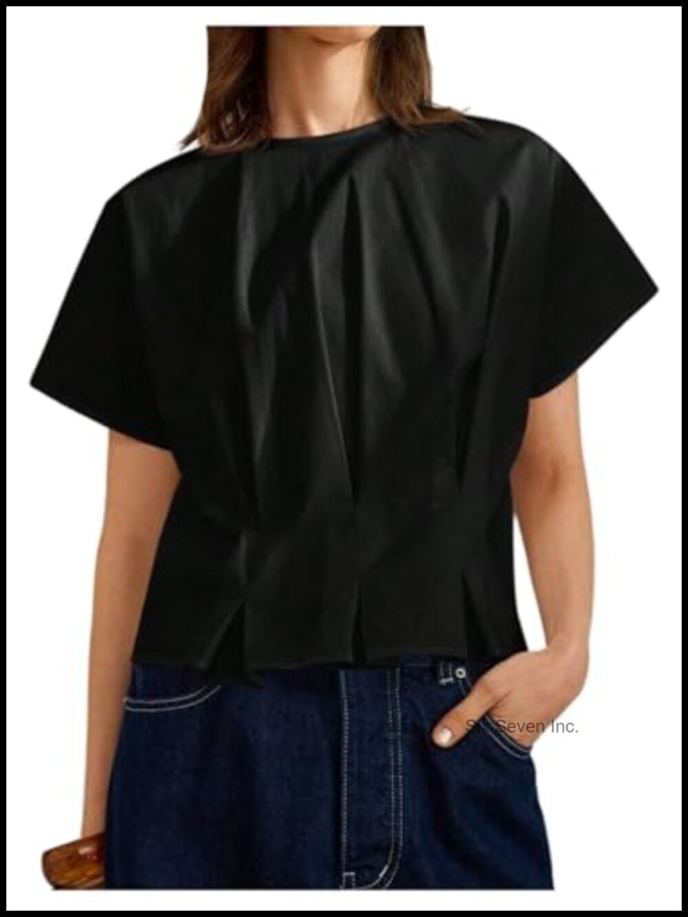 Pleated Ruffle Peplum Blouse Short Sleeve Business Casual Top
